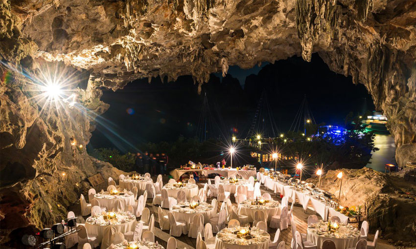 celebrate special events with a dinner in Halong Bay's caves