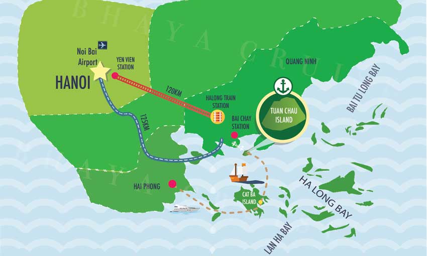 Hanoi to Halong Bay map